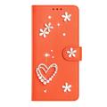Samsung Galaxy S26 Ultra Hearts and Flowers Wallet Case - Orange