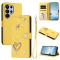 Samsung Galaxy S26 Ultra Hearts and Flowers Wallet Case - Yellow