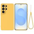 Samsung Galaxy S26 Ultra Liquid Silicone Case with Hand Strap - Yellow