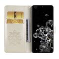 Samsung Galaxy S26 Ultra Owl Rhinestone Wallet Case - Gold