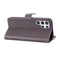 Samsung Galaxy S26 Ultra Owl Rhinestone Wallet Case - Grey