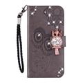 Samsung Galaxy S26 Ultra Owl Rhinestone Wallet Case - Grey
