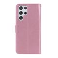 Samsung Galaxy S26 Ultra Owl Rhinestone Wallet Case - Rose Gold