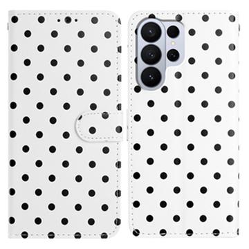 Samsung Galaxy S26 Ultra Polka Dot Pattern Wallet Case - White