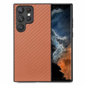 Samsung Galaxy S26 Ultra Premium Case with Carbon Fiber Texture - Brown