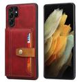Samsung Galaxy S26 Ultra Retro Style Case with Wallet - Red