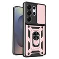 Samsung Galaxy S26 Ultra Rotary Ring Hybrid Case with Camera Shield - Rose Gold