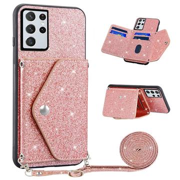 Samsung Galaxy S26 Ultra Stardust Case with Card Holder - Pink