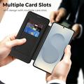 Samsung Galaxy S26 Ultra Stylish Magnetic Flip Case with RFID Card Slots - Black