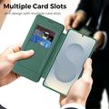 Samsung Galaxy S26 Ultra Stylish Magnetic Flip Case with RFID Card Slots - Blackish Green