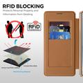 Samsung Galaxy S26 Ultra Stylish Magnetic Flip Case with RFID Card Slots - Brown