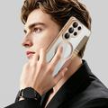 Samsung Galaxy S26 Ultra Stylish Magnetic Flip Case with RFID Card Slots - Brown