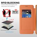 Samsung Galaxy S26 Ultra Stylish Magnetic Flip Case with RFID Card Slots - Orange