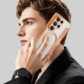 Samsung Galaxy S26 Ultra Stylish Magnetic Flip Case with RFID Card Slots - Orange