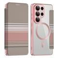 Samsung Galaxy S26 Ultra Stylish Magnetic Flip Case with RFID Card Slots - Pink