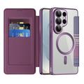 Samsung Galaxy S26 Ultra Stylish Magnetic Flip Case with RFID Card Slots