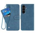 Samsung Galaxy S26+ Elegant Retro Wallet Case with Rotating Card Holder - Blue