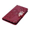 Samsung Galaxy S26+ Owl Rhinestone Wallet Case - Red