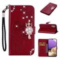 Samsung Galaxy S26+ Owl Rhinestone Wallet Case - Red