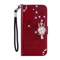 Samsung Galaxy S26+ Owl Rhinestone Wallet Case - Red