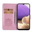 Samsung Galaxy S26+ Owl Rhinestone Wallet Case - Rose Gold