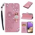 Samsung Galaxy S26+ Owl Rhinestone Wallet Case - Rose Gold