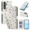 Samsung Galaxy S26+ Rhombic Floral Wallet Case - Roses