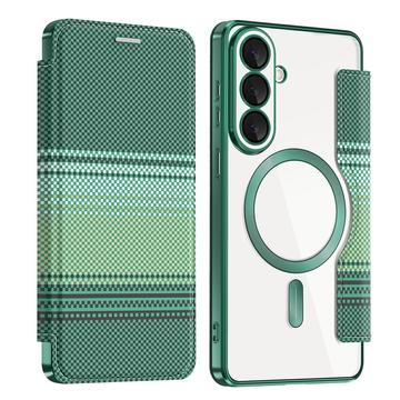 Samsung Galaxy S26+ Stylish Magnetic Flip Case with RFID Card Slots - Blackish Green