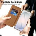 Samsung Galaxy S26+ Stylish Magnetic Flip Case with RFID Card Slots - Brown