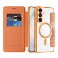 Samsung Galaxy S26+ Stylish Magnetic Flip Case with RFID Card Slots - Orange