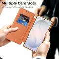 Samsung Galaxy S26+ Stylish Magnetic Flip Case with RFID Card Slots - Orange
