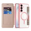 Samsung Galaxy S26+ Stylish Magnetic Flip Case with RFID Card Slots - Pink