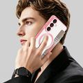 Samsung Galaxy S26+ Stylish Magnetic Flip Case with RFID Card Slots - Pink