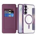 Samsung Galaxy S26+ Stylish Magnetic Flip Case with RFID Card Slots - Purple