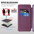 Samsung Galaxy S26+ Stylish Magnetic Flip Case with RFID Card Slots - Purple