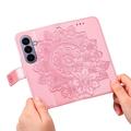 Samsung Galaxy S27 Mandala Wallet Case with Wrist Strap - Pink