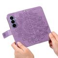 Samsung Galaxy S27 Mandala Wallet Case with Wrist Strap - Purple