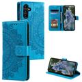 Samsung Galaxy S27+ Mandala Wallet Case with Wrist Strap - Blue