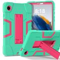 Samsung Galaxy Tab A11 Robot Style Hybrid Case with Kickstand - Mint / Hot Pink