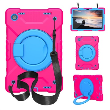 Samsung Galaxy Tab A8 10.5 (2021) Heavy Duty 360 Case with Hand Strap - Hot Pink / Blue