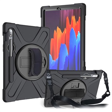 Samsung Galaxy Tab S7/S8 Heavy Duty 360 Case with Hand Strap - Black