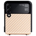 Samsung Galaxy Z Flip3 5G Case with Strap - Carbon Fiber - Gold