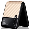 Samsung Galaxy Z Flip3 5G Case with Strap - Carbon Fiber - Gold