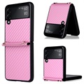 Samsung Galaxy Z Flip3 5G Case with Strap - Carbon Fiber - Pink