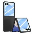 Samsung Galaxy Z Flip7 Plastic Case with Outer Tempered Glass Screen Protector - Black