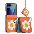 Samsung Galaxy Z Flip8 Dux Ducis Luvy Case with Finger Ring/Hand Strap - Orange / Daisy