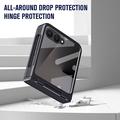 Samsung Galaxy Z Flip8 Plastic Case with Outer Tempered Glass Screen Protector - Black