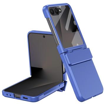 Samsung Galaxy Z Flip8 Plastic Case with Outer Tempered Glass Screen Protector - Dark Blue