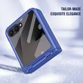 Samsung Galaxy Z Flip8 Plastic Case with Outer Tempered Glass Screen Protector - Dark Blue