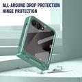 Samsung Galaxy Z Flip8 Plastic Case with Outer Tempered Glass Screen Protector - Dark Green